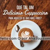  Nada como um cappuccino quentinho para aquecer os dias friozinhos, não é mesmo? Então aproveite e peça já o seu! #cafeteria #café #coffee #ahazoutaste #barista #coffeelife #cappuccino