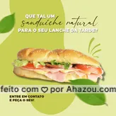 frases e posts para vegan food: Um sanduiche natural leve e saboroso vai deixar o seu lanche da tarde ainda melhor! Entre em contato e peça o seu! #veggie #vegan #crueltyfree #fit #ahazoutaste #vegetariano #eat #ilovefood #instafood #foodlovers #sanduichenatural