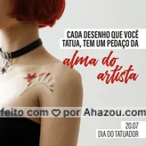 frases e posts para Tool: No dia de hoje, parabenizamos todos os profissionais que deixam sua marca em obras eternas! #AhazouInk #diadotatuador #tattoo #tatuagem #tattooday #tattoobrasil #estudiodetatuagem #tattoolovers