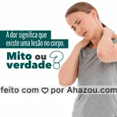 MITO! ⚠️
Nem sempre a dor é sinal de lesão. A dor aguda deve nos deixar atentos sobre alguma possível lesão, mas existem dores crônicas, onde o sistema nervoso entra em colapso e mantém a dor persistente que também podem vir a significar a presença de uma lesão. Por isso, sempre consulte seu médico ao sentir dores, sejam elas agudas ou crônicas. #AhazouSaude #fisioterapia #fisio #qualidadedevida #fisioterapeuta #dor #lesão