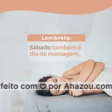 Aproveite seu sábado para relaxar com a melhor massagem relaxante da região. O tempinho que você tanto precisa está a um agendamento de distância, entre em contato 📱 (inserir número). #massagem #massoterapeuta #massoterapia #AhazouSaude #quickmassage #relax #relaxar #sábado #massagemrelaxante #sabadou