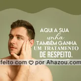Um homem de respeito também precisa de uma unha de respeito. E agora oferecemos um serviço de manicure para você cuidar da sua unha e ter o respeito que merece. Esperamos você! #AhazouBeauty #manicure #homem #barbearia #respeito 