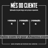 frases e posts para estudiodetatuagem: Saudades de colocar um piercing, né minha filha? ? Aproveite os nossos preços especiais para o mês de Setembro para fazer os piercings que você tanto deseja! Entre em contato pelo Whatsapp ? (XX) xxxxxxxx e agende o seu horário. #piercing #bodypiercing #AhazouInk #estudiodetatuagem #promocao #desconto #AhazouInk 