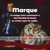 Que tal juntar os amigos para comemorar essa data tão deliciosa para comer um rodízio de sushi? Então marque-os nesse post para combinar de vir nos visitar 🍣. 
1º de novembro - dia do sushi
#comidajaponesa #japa #japanesefood #ahazoutaste #sushidelivery #sushilovers #sushitime #sabor #qualidade #produtosfrescos #hotholl #opções #diamundialdosushi #marquealguém #marqueumamigo 