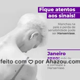 frases e posts para roxo: Fique atento aos sinais da Hanseníase para identificar, tratar e curar. 💜 #janeiroroxo #janeiro #hanseníase #combateàhanseníase #conscientização #ahazou #motivacional