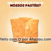 Provou o nosso pastel? Então deixe aqui a sua nota e avaliação para que possamos saber se estão gostando 😁 #ahazoutaste #pastel #pasteis #avaliação #pastelaria #feedback