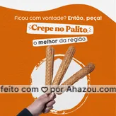 Não fique apenas na vontade, faça seu pedido e se delicie com um delicioso crepe no palito. #crepe #palito #comida #convite #gastronomia #ahazoutaste