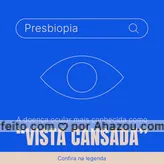 Diferente da miopia, hipermetropia ou astigmatismo, que acontecem devido a um problema ocular, a presbiopia ocorre naturalmente devido o envelhecimento dos olhos. Ela não é uma doença que pode ser evitada 100% e seu agravo pode piorar devido ao uso excessivo de aparelhos eletrônicos que emitem luz azul. Dentre os principais sintomas encontram-se:  dificuldade para conseguir enxergar/focar imagens e letras menores; Visão turva ao precisar ler algo que esteja em distância normal; Dor de cabeça após realizar tarefas que envolvam a visão de perto; Precisar de mais luz quando for enxergar para perto. O tratamento se dá por meio de cirurgia para correção ocular, uso de lentes de contato ou óculos de grau. #AhazouÓticas #oticas  #otica #doençaocular #visão #óculos