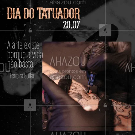 posts, legendas e frases de estúdios, tatuadores & body piercer para whatsapp, instagram e facebook: Parabéns a todos aqueles que unem a arte e a eternidade! Feliz Dia do Tatuador. ❤️ #AhazouInk #ahazou #ahazoutattoo  #tattoo #tatuagem  #tattoobrasil  #estudiodetatuagem  #diadotatuador