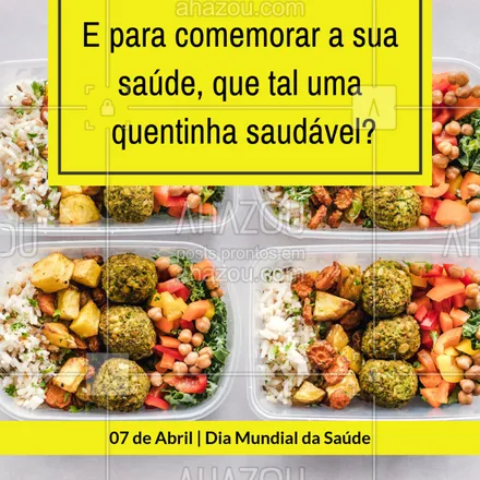 posts, legendas e frases de saudável & vegetariano para whatsapp, instagram e facebook: Bora comemorar essa data especial com a gente? ?
#ahazoutaste #food #diamundialdasaude #vocetasaudavel