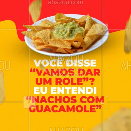 posts, legendas e frases de cozinha mexicana para whatsapp, instagram e facebook: Que tal se deliciar com uma porção de nachos com guacamole hoje? 😋 #nachos #guacamole #ahazoutaste #cozinhamexicana #comidamexicana 