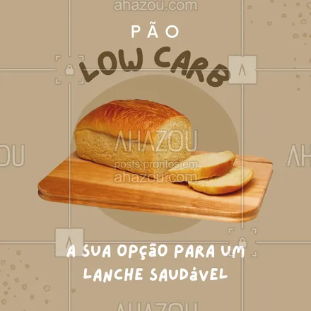 posts, legendas e frases de padaria, saudável & vegetariano para whatsapp, instagram e facebook: Nosso pão low carb é livre de carboidratos e perfeito para dar ainda mais sabor ao seu dia. 🥨🤤#pãolowcarb #ahazoutaste #saudável #padaria 