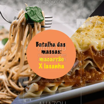 posts, legendas e frases de cozinha italiana para whatsapp, instagram e facebook: Quem ganha essa batalha? ? Comenta aqui seu favorito! #massas #ahazoutaste #macarrao #lasanha #comidaitaliana
