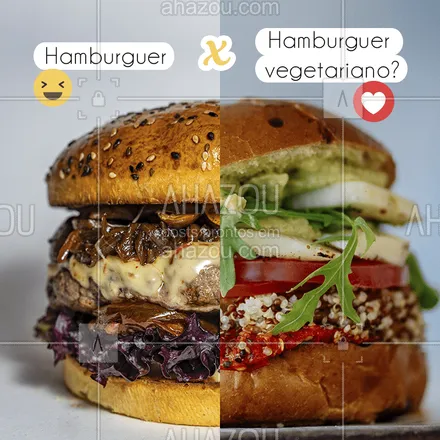 posts, legendas e frases de hamburguer para whatsapp, instagram e facebook: Qual vocês gostam mais??? #hamburguer #vegano #burguer #ahazou #bandbeauty 