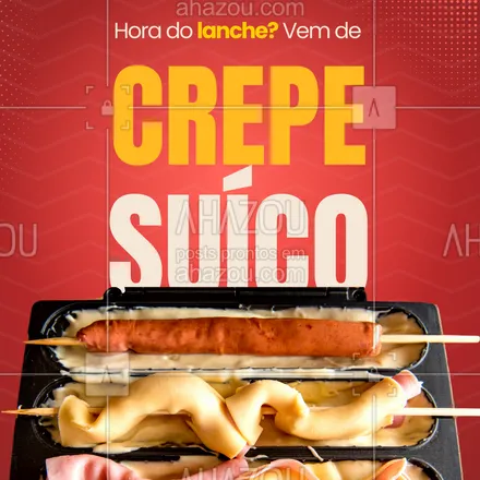 posts, legendas e frases de para whatsapp, instagram e facebook: Aquele lanchinho rápido e saboroso que resolve tudo:
Crepe suíço quentinho, com os recheios que você ama!
Perfeito pra qualquer hora do dia!
📞 Faça seu pedido agora
#crepesuico #lanchedodia #saborquesatisfaz #crepenohora #comidagostosa