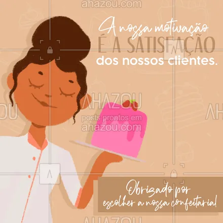posts, legendas e frases de confeitaria para whatsapp, instagram e facebook: Ficamos felizes em saber que os nossos doces estão agradando à você, querido cliente. Obrigado pela parceria de sempre! 🥰🍰
#ahazoutaste #bolo #bolosdecorados #confeitaria #confeitariaartesanal #doces