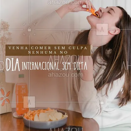 posts, legendas e frases de assuntos variados de gastronomia para whatsapp, instagram e facebook: Hoje não é dia de culpa, é dia de comer muito. Dia internacional sem dieta. #ahazoutaste #culinaria  #foodie  #foodlover  #gastronomy  #gastronomia  #instafood 