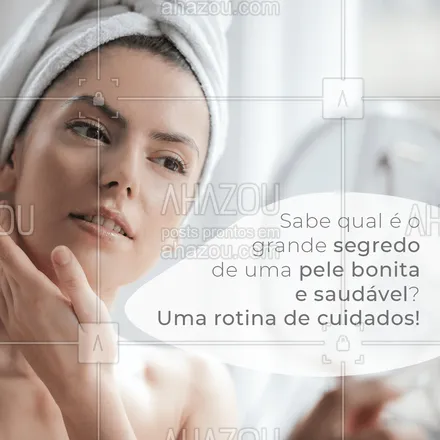 posts, legendas e frases de assuntos gerais de beleza & estética para whatsapp, instagram e facebook: Os cuidados feitos com o profissional precisam ser mantidos e continuados em casa, assim você garante uma pele bonita sempre e não só após realizar um procedimento! ? #rotinadecuidados #pele #AhazouBeauty  #beauty #estetica