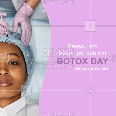 posts, legendas e frases de estética facial para whatsapp, instagram e facebook: O botox day já começou e você já agendou o seu horário? Aproveite e faça já sua reserva. 💜 #AhazouBeauty #beleza #bemestar #esteticafacial #saúde #botoxday