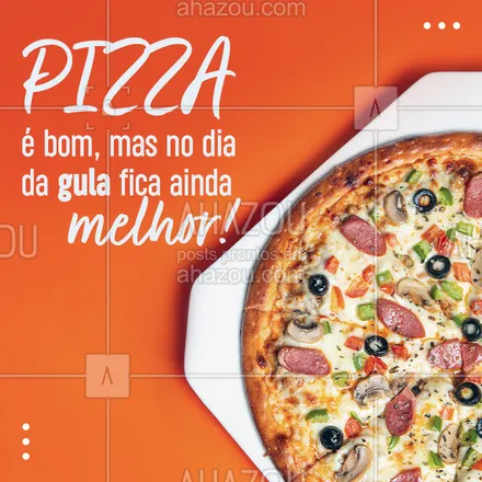posts, legendas e frases de pizzaria para whatsapp, instagram e facebook: Venha saborear nossas deliciosas pizzas. Esse dia é perfeito para comer muita pizza. Aproveite!😋🍕
 #ahazoutaste #diadagula #sabores #pizza  #pizzalife  #pizzalovers  #pizzaria 