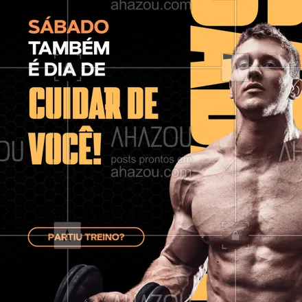 posts, legendas e frases de personal trainer para whatsapp, instagram e facebook: Fim de semana com consciência é aquele que começa com treino! 💥
Você investe uma hora no seu corpo e ganha bem-estar pro dia todo. Topa? #SábadoFit #TreinoÉPrioridade #SabadouTreinando #VidaSaudável #FocoNoShape