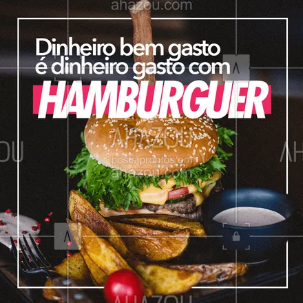 posts, legendas e frases de hamburguer para whatsapp, instagram e facebook: Quer gastar o seu dinheiro de maneira melhor? ?Não tem como!   #hamburguer #ahazou #hamburgueria #veggie