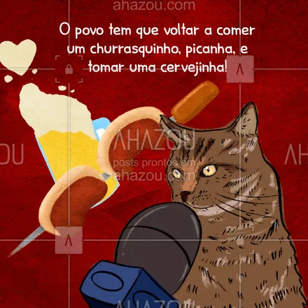 posts, legendas e frases de açougue & churrasco para whatsapp, instagram e facebook: 😂 Sábias palavras desse gatinho, hein? Eu voto por mais churrascos! #ahazoutaste #açougue  #barbecue  #bbq  #churrasco  #churrascoterapia  #meatlover #meme #engraçado #frases