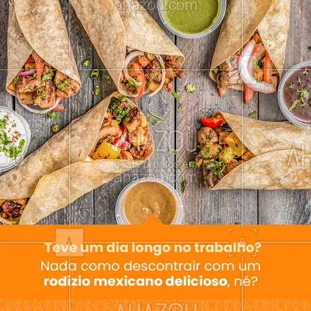 posts, legendas e frases de cozinha mexicana para whatsapp, instagram e facebook: Aproveite nosso rodízio para se deliciar com os melhores pratos típicos mexicanos! 😋🌮
#comidamexicana #ahazoutaste  #cozinhamexicana  #vivamexico  #texmex  #nachos 