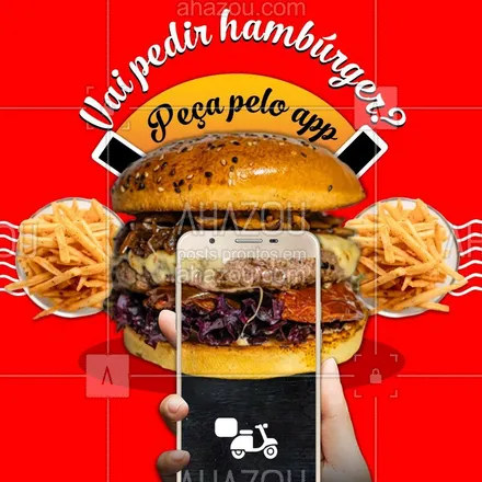 posts, legendas e frases de hamburguer para whatsapp, instagram e facebook: Bateu a vontade de comer hamburger, mas não  pode sair de casa? Sem estresse e sem passar vontade! Peça pelo aplicativo (colocar nome do aplicativo aqui)!
#ahazou #bateuvontade  #quarentena #hamburger