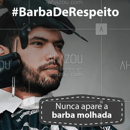 posts, legendas e frases de barbearia para whatsapp, instagram e facebook: Quando a barba está molhada, os pelos ficam mais pesados e aparentam ser maiores, podendo levar à resultados diferentes do que você espera. ??♂️
Para não ter erro, busque um profissional! ?
#DicasBarba #BarbadeRespeito #barbudos #AhazouBeauty #barberShop #barbeiro #cuidadoscomabarba #barberLife