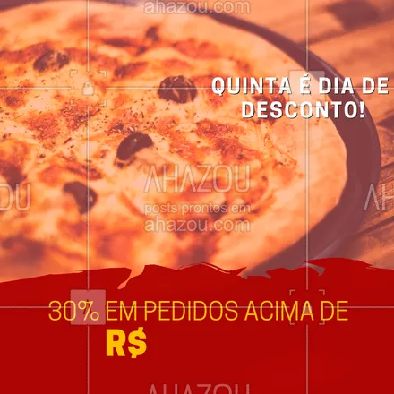 posts, legendas e frases de pizzaria para whatsapp, instagram e facebook: Quinta-feira é dia de promoção! Bora pedir? ? #promocao #ahazou #desconto #pizza