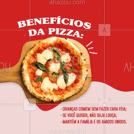 posts, legendas e frases de pizzaria para whatsapp, instagram e facebook: Pizza deveria ser considerada uma das sete maravilhas do mundo! Quem aí ama os benefícios que a pizza nos traz? 🍕💖
#ahazoutaste #pizza  #pizzalife  #pizzalovers  #pizzaria 