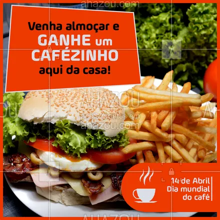posts, legendas e frases de hamburguer para whatsapp, instagram e facebook: Quem não ama um cafezinho, em? Bora garantir o seu! ?
#ahazoutaste #food #diadocafe #delicia