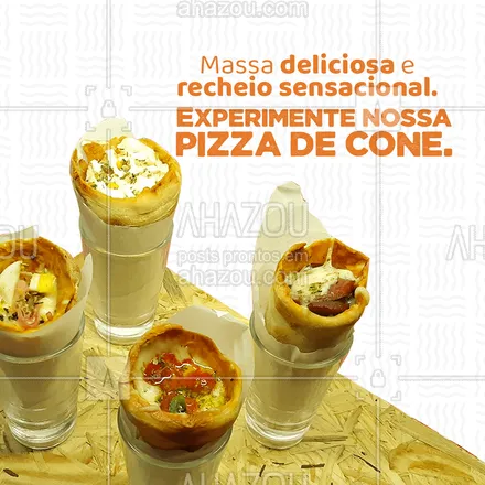 posts, legendas e frases de pizzaria para whatsapp, instagram e facebook: Deixe sua refeição mais gostosa e especial com todo o sabor da nossa pizza de cone. Aproveite, entre em contato 📞 (inserir número) e faça o seu pedido, garantimos que você vai se apaixonar. #pizza #pizzalife #pizzalovers #pizzaria #ahazoutaste #sabor #qualidade #opções #sabores #pizzadecone