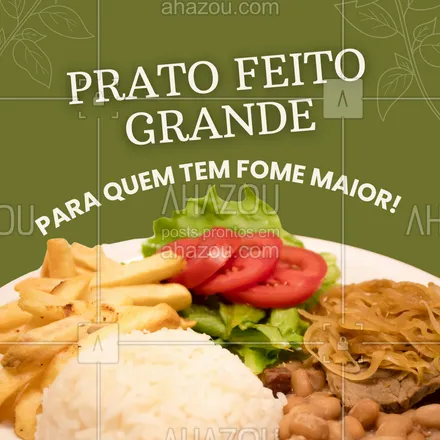 posts, legendas e frases de  para whatsapp, instagram e facebook: Porção generosa para quem não brinca em serviço! Arroz, feijão, dois tipos de carne e salada.
⚠️ Só hoje: prato grande + refrigerante!
#PratoGrande #FomeDeLeão #ComidaFarta