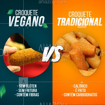 posts, legendas e frases de saudável & vegetariano para whatsapp, instagram e facebook: Alimentos veganos são sempre a opção mais saudável (além de deliciosos) ? 
Que tal experimentar esse croquete??
#vegano #alimentaçãosaudavel #croquete #ahazoutaste #bandbeauty  