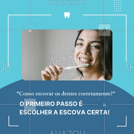 posts, legendas e frases de odontologia para whatsapp, instagram e facebook: Escovas que tem as cerdas muito duras ou a cabeça muito larga, podem não atingir todas as áreas da arcada dentária e tornar a escovação incompleta! O ideal é que o cabo seja anatômico, as cerdas macias, e o tamanho proporcional ao da sua boca 😉 #AhazouSaude #escovaçao #escova #limpeza #odontologia #odonto #saude