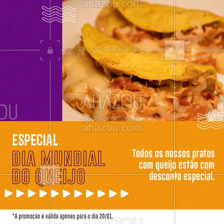 posts, legendas e frases de cozinha mexicana para whatsapp, instagram e facebook: Ay caramba!? Você não pode perder essa promoção. Dale!???️
.
?(inserir nome do estabelecimento)?
☎️(inserir contato)
?(inserir endereço, se houver)
⏰(inserir horário de funcionamento)
 
#DiaMundialdoQueijo #Queijo #AhazouTaste #ComidaMexicana #Mexicana #Gastronomia #Promoção
