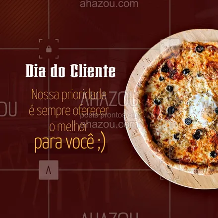 posts, legendas e frases de pizzaria para whatsapp, instagram e facebook: 😁 Feliz Dia do Cliente! Que você receba em cada pizza, o nosso carinho e gratidão por ser nosso cliente.🍕 #ahazoutaste #pizza  #pizzalife  #pizzalovers  #pizzaria #diadocliente #gratidão #motivacional #frases #agradecimentos