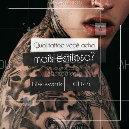 posts, legendas e frases de estúdios, tatuadores & body piercer para whatsapp, instagram e facebook: Essa batalha ficou difícil né? Conta aqui nos comentários qual você acha mais estilosa. #AhazouInk #tattooepiercing  #cicatrizacao  #tattoos  #dicadetattoo  #tattootradicional  #tatuagem  #estudiodetattoo  #tatuagemfeminina  #tattoo  #blackwork #glitch #estilo #enquete #interação 