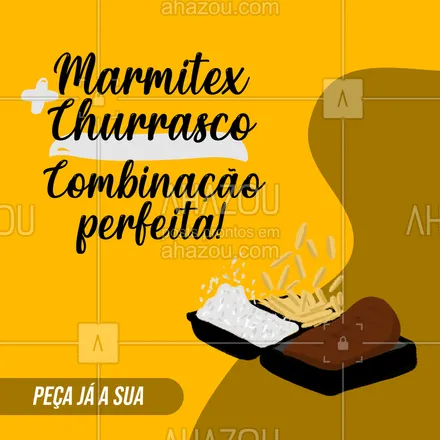 posts, legendas e frases de marmitas para whatsapp, instagram e facebook: Se você já ama marmitex, imagina com churrasco? Peça já a sua! ?(preencher) #ahazoutaste  #comidacaseira #comidadeverdade #marmitando #marmitex #churrasco #marmitadechurrasco #delivery #pedido