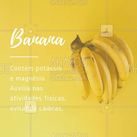 posts, legendas e frases de personal trainer, nutrição, saudável & vegetariano para whatsapp, instagram e facebook: Fique de olho nos benefícios dessa fruta! ? #banana #frutas #beneficios #ahazou #saude #bemestar