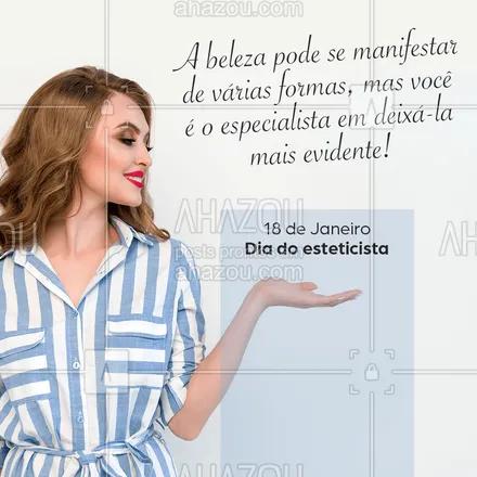 posts, legendas e frases de assuntos gerais de beleza & estética para whatsapp, instagram e facebook: Hoje é dia deste profissional incrível que se dedica para embelezar e proporcionar um maior bem-estar para todos! Feliz dia do esteticista! ❤️ #diadoesteticista #ahazouestetica #beleza #estetica