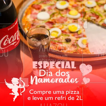 posts, legendas e frases de pizzaria para whatsapp, instagram e facebook: Que tal essa promo especial pra comemorar esse dia super romântico? ? #promoçao #ahazoutaste #pizzaria 