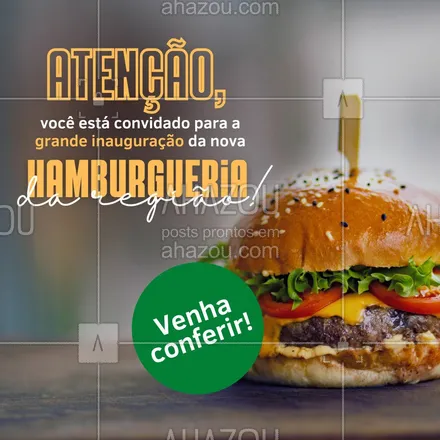 posts, legendas e frases de hamburguer para whatsapp, instagram e facebook: Se você gosta de hambúrguer 🍔 gostoso e feito com carinho, nós estamos chegando! Nosso encontro está marcado para o dia Xx/XX às XXh. Esperamos você!
#ahazoutaste #artesanal  #hamburgueriaartesanal  #hamburgueria  #burgerlovers  #burger 