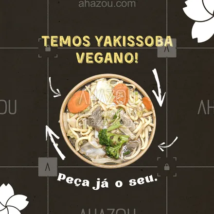 posts, legendas e frases de cozinha japonesa para whatsapp, instagram e facebook: Você que é vegano não pode deixar de experimentar nosso delicioso yakissoba! Peça já o seu pelo delivery! #vegan #yakissoba #foodlover #culinaria #gastronomia #sushidelivery #japa #comidajaponesa #ahazoutaste 