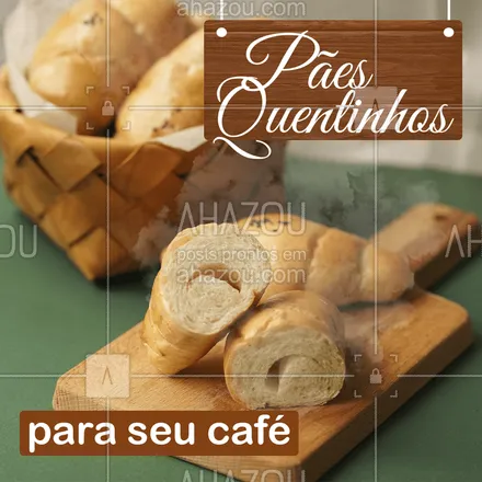 posts, legendas e frases de padaria para whatsapp, instagram e facebook: O café da manhã brasileiro só está completo quando tem um pão quentinho! 
Conheça nossa padaria, você não vai resistir a tantas coisas maravilhosas! ❤??
#ahazoutaste #panificadora #cafedamanha #pãoquentinho