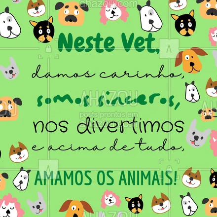 posts, legendas e frases de veterinário para whatsapp, instagram e facebook: Se tem uma coisa aqui que a gente faz, é amar os animais, incondicionalmente! ??
#vetpet #pet #medvet #AhazouPet #petlover  #veterinario