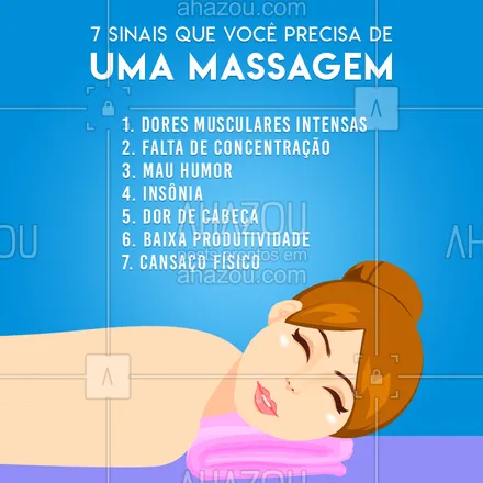 posts, legendas e frases de massoterapia para whatsapp, instagram e facebook: Fazer massagem só tem benefício! Venha relaxar e cuidar da sua saúde. #massagem #ahazou #relex #ahazoumassagem #convite 