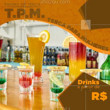 posts, legendas e frases de bares para whatsapp, instagram e facebook: Você não conhece uma TPM boa minha amiga? Então conheça a nossa! É promo de drinks para as minas! Também realizamos entregas! Então já pede o seu! #ahazoutaste  #drinks #lounge #cocktails #pub #mixology #bar #drinksParaMulheres #respeiteAsMina